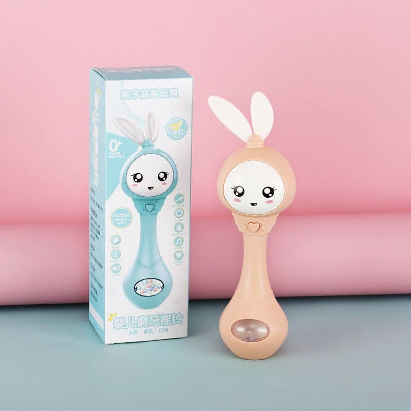 image-(Chinese/English) Baby toys, light, rattle, music, rhythm stick, 0-1 year old gutta-percha baby early education toy