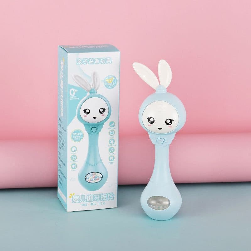 image-(Chinese/English) Baby toys, light, rattle, music, rhythm stick, 0-1 year old gutta-percha baby early education toy