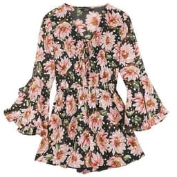 image-Floral Print Casual Women Vintage Dress,Summer Ruffle Full Sleeve