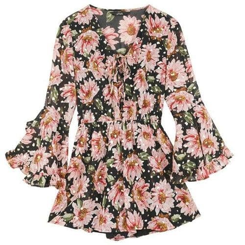 image-Floral Print Casual Women Vintage Dress,Summer Ruffle Full Sleeve