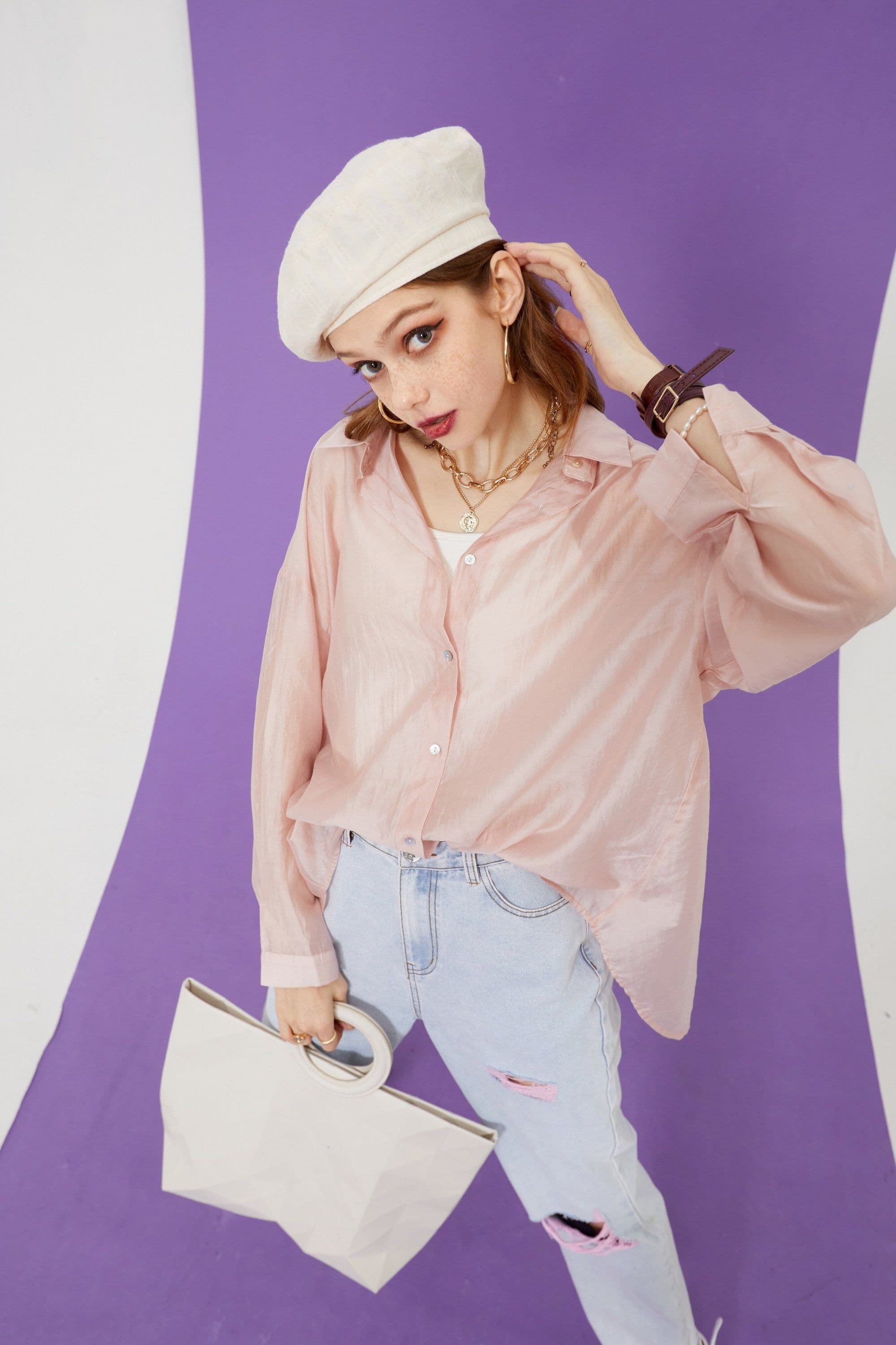 image-Solid Pure Chic Single Breasted Casual Minimalist Shirt Women,Summer