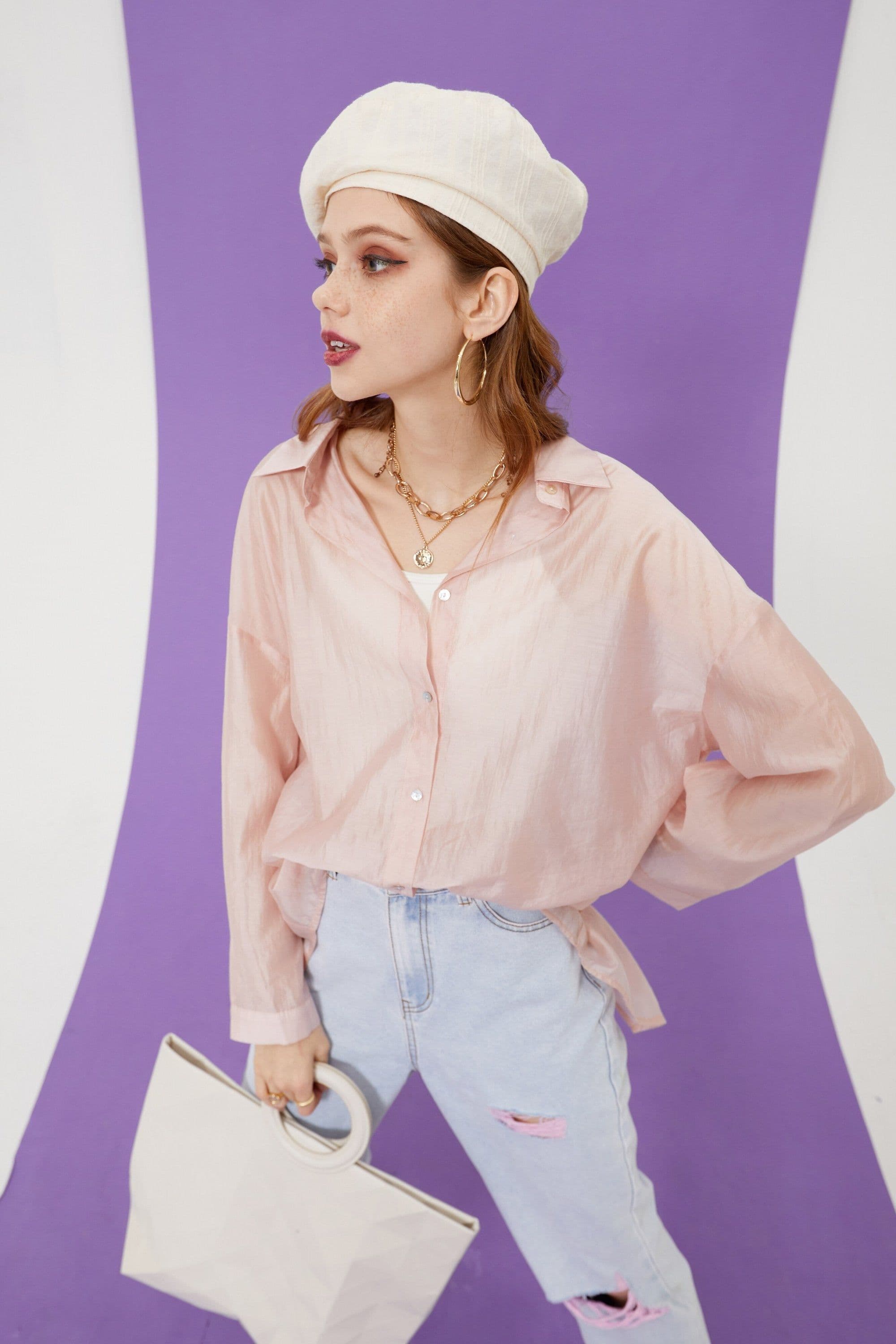 image-Solid Pure Chic Single Breasted Casual Minimalist Shirt Women,Summer