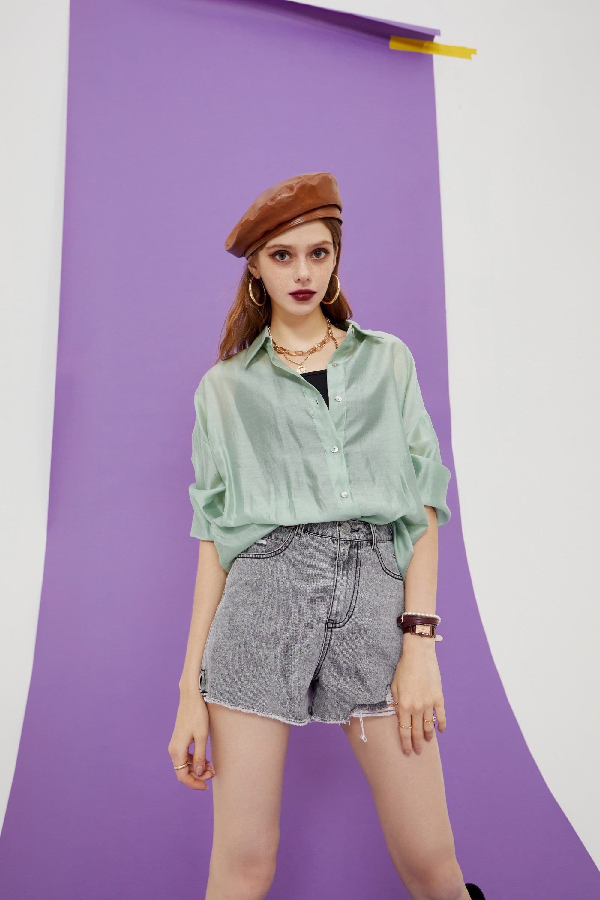 image-Solid Pure Chic Single Breasted Casual Minimalist Shirt Women,Summer