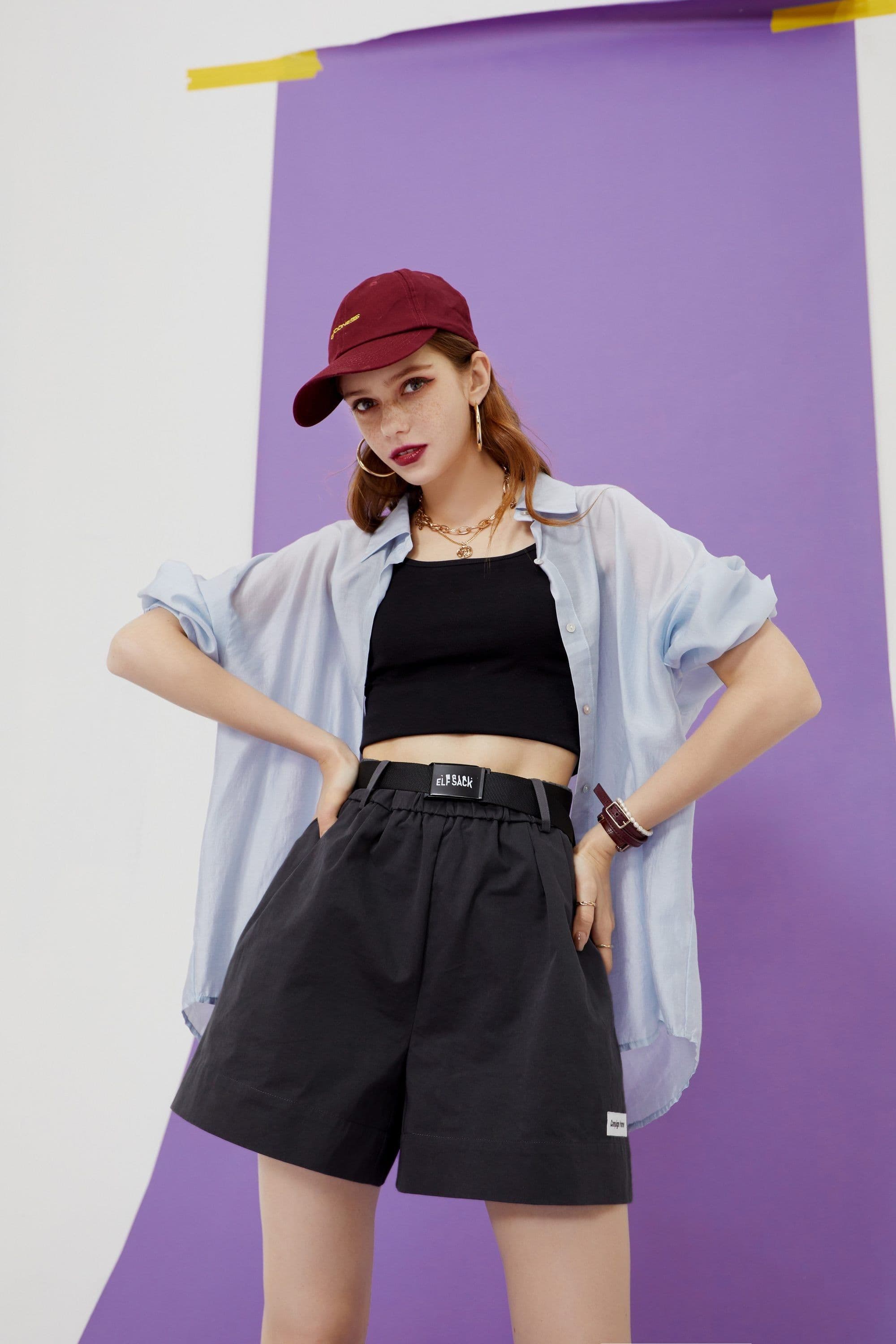 image-Solid Pure Chic Single Breasted Casual Minimalist Shirt Women,Summer