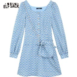 image-Chic Pearls Casual Women Vintage Dress,Autumn High Elastic Waist Full