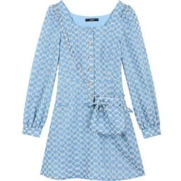 image-Chic Pearls Casual Women Vintage Dress,Autumn High Elastic Waist Full