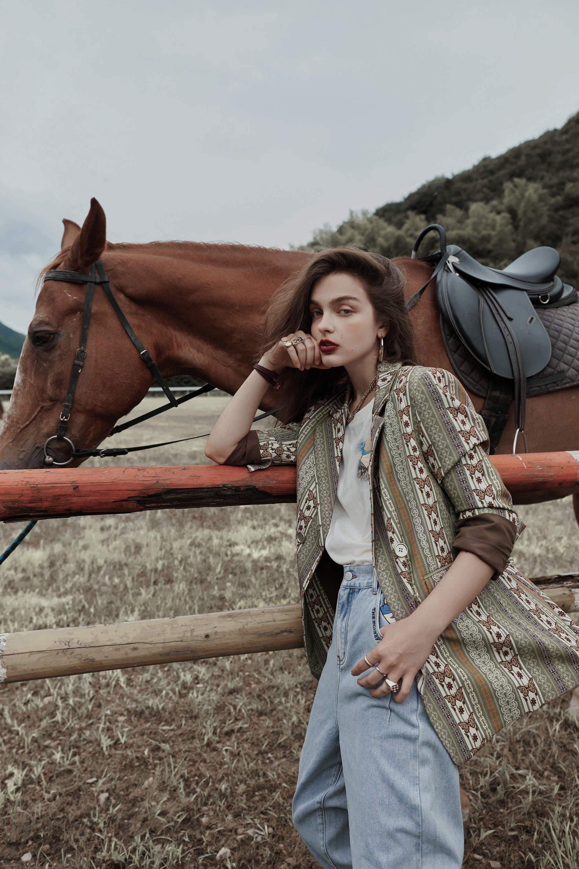 image-Butterfly Print Single Breasted Korean Blazer Women Jacket,Autumn
