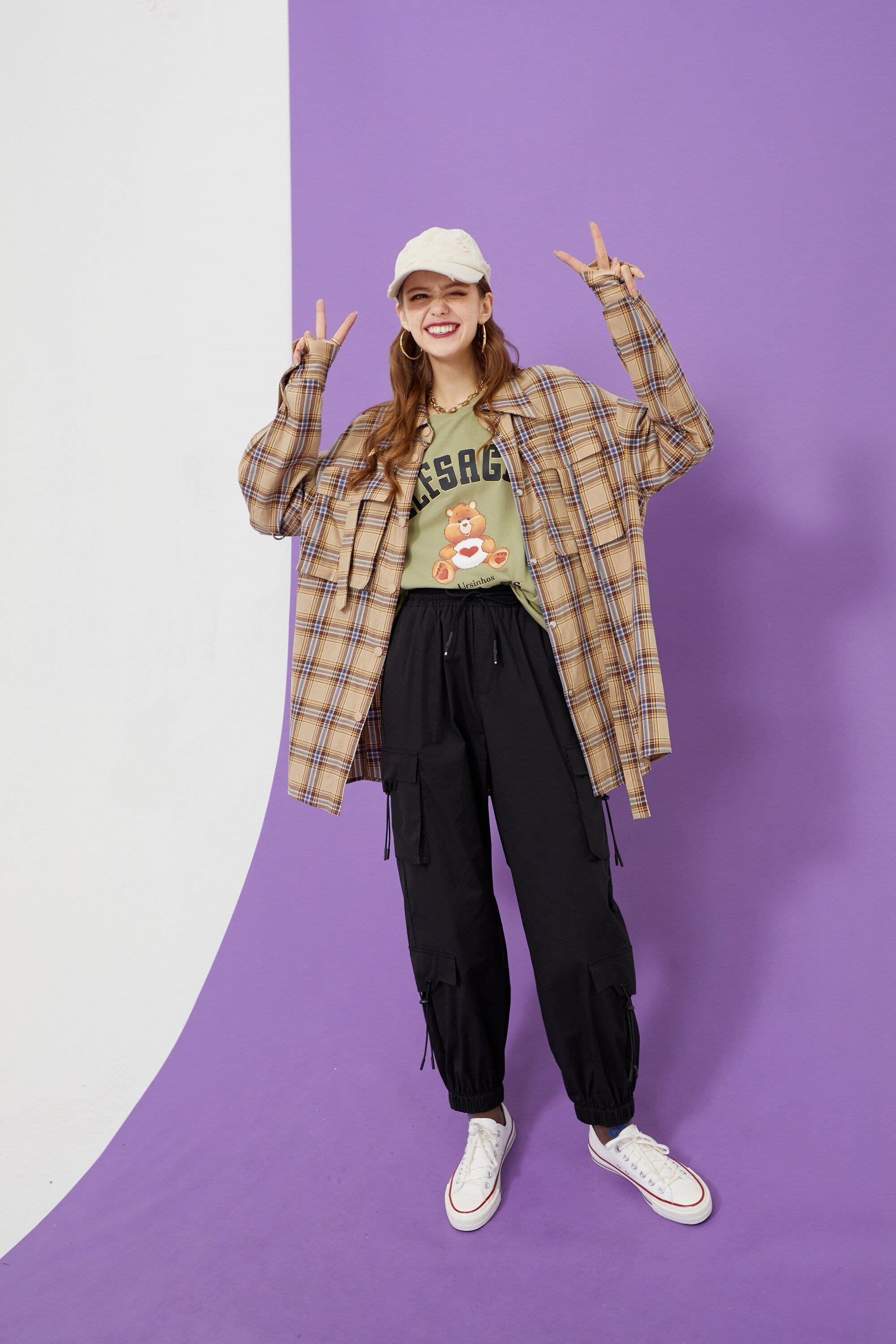 image-Solid High Waist Straight Casual Women Safari Pants Summer ELF