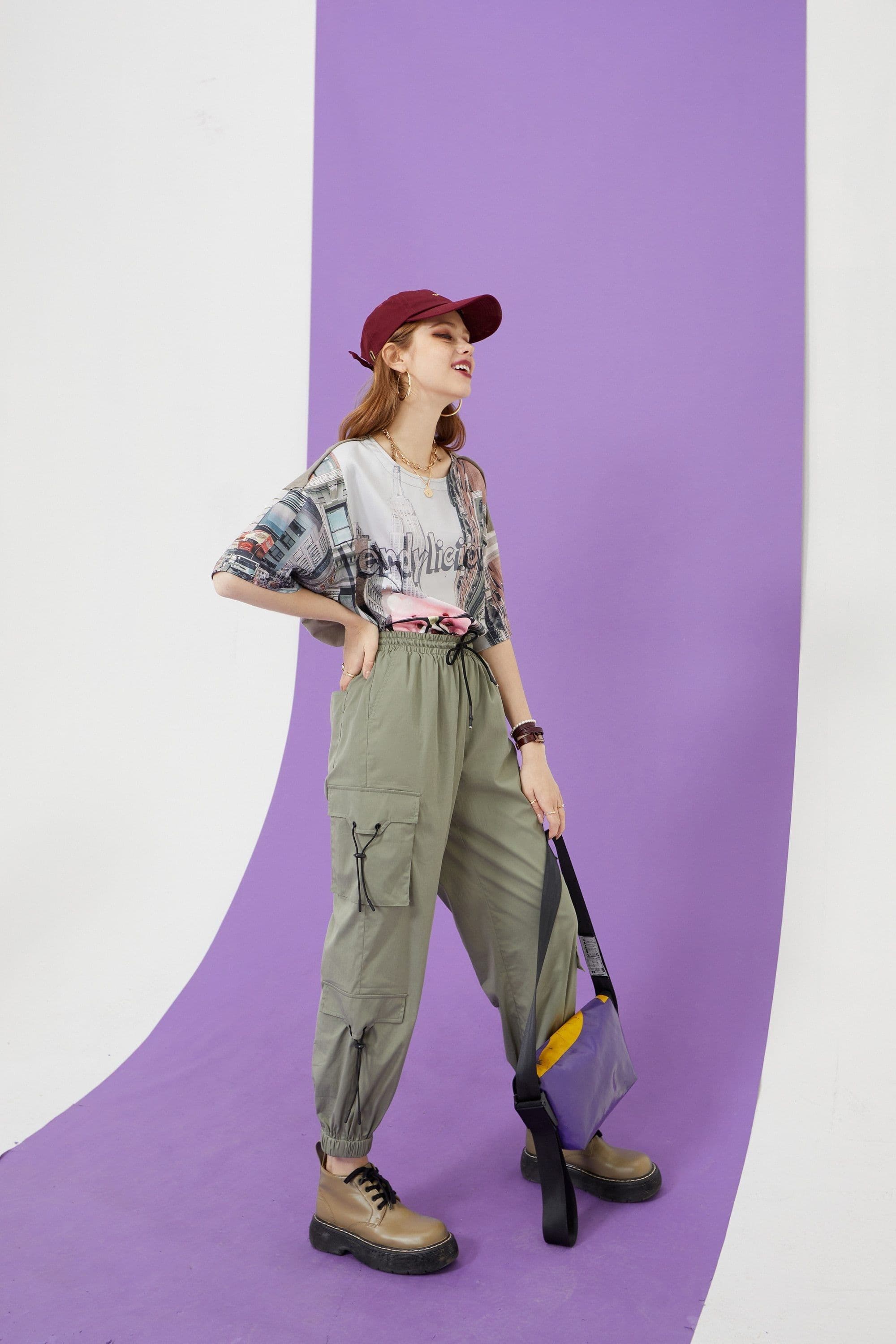image-Solid High Waist Straight Casual Women Safari Pants Summer ELF