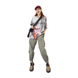 image-Solid High Waist Straight Casual Women Safari Pants Summer ELF