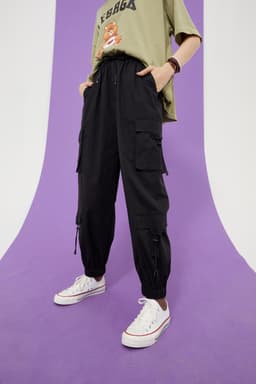 image-Solid High Waist Straight Casual Women Safari Pants Summer ELF