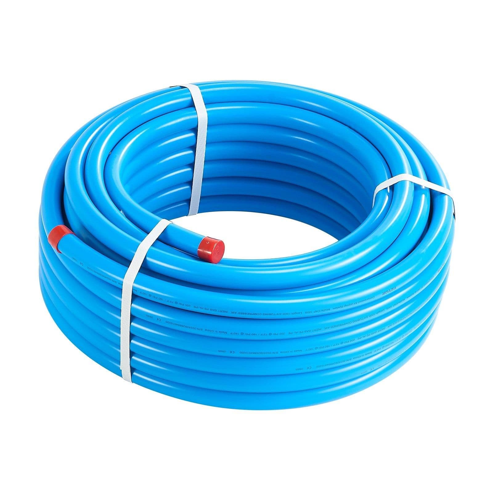 image-VEVOR Air Compressor Line Kit, 100FT x 3/4", HDPE-Aluminum Compressed Air Piping System, Leak-Proof, Pressure-Resistant & Easy-to-Install, Compressed Air Line Tubing Kit for Garages Workshops, Blue