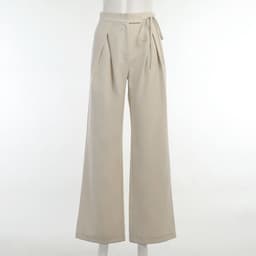 image-Cc21172 Knitted Casual Sports Trousers European and American Women's Clothing Spring White High-Waist Loose Straight-Leg Wide-Leg Pants