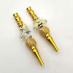 image-Cross-border new Arabian hookah accessories hookah mouthpiece creative with diamond-encrusted bee unicorn metal nozzle