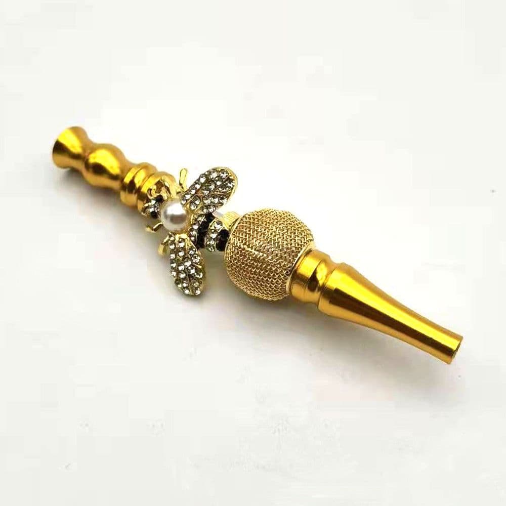 image-Cross-border new Arabian hookah accessories hookah mouthpiece creative with diamond-encrusted bee unicorn metal nozzle