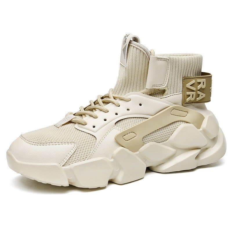 image-2022 autumn cross-border high-top sneakers men's thick-soled dad shoes large size mesh small white basketball shoes