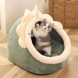 image-Cat litter four villas semi-enclosed removable and washable cat house winter warm large kennel bed pet litter