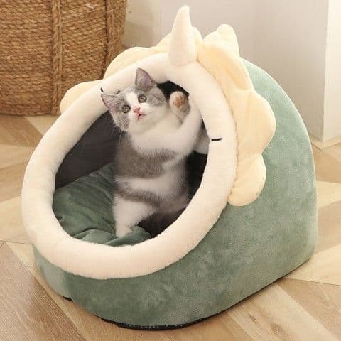 image-Cat litter four villas semi-enclosed removable and washable cat house winter warm large kennel bed pet litter