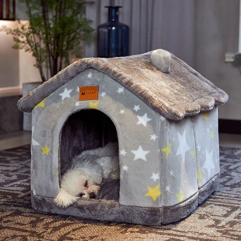 image-Dog house type winter warm small dog Teddy cat litter four seasons universal removable and washable dog house bed pet supplies