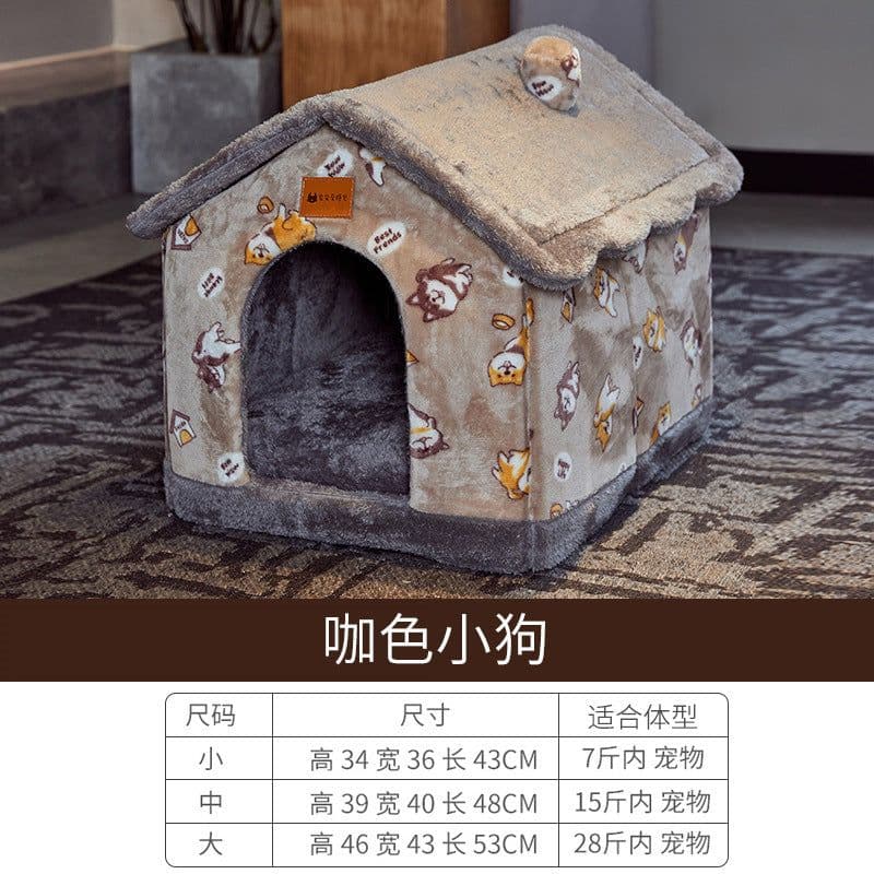 image-Dog house type winter warm small dog Teddy cat litter four seasons universal removable and washable dog house bed pet supplies