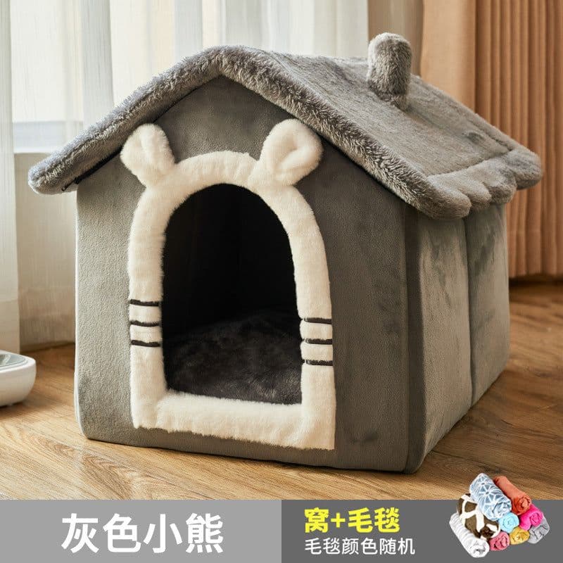 image-Dog house type winter warm small dog Teddy cat litter four seasons universal removable and washable dog house bed pet supplies
