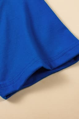image-Dark Blue Longline Top - Short Sleeve Side Slit