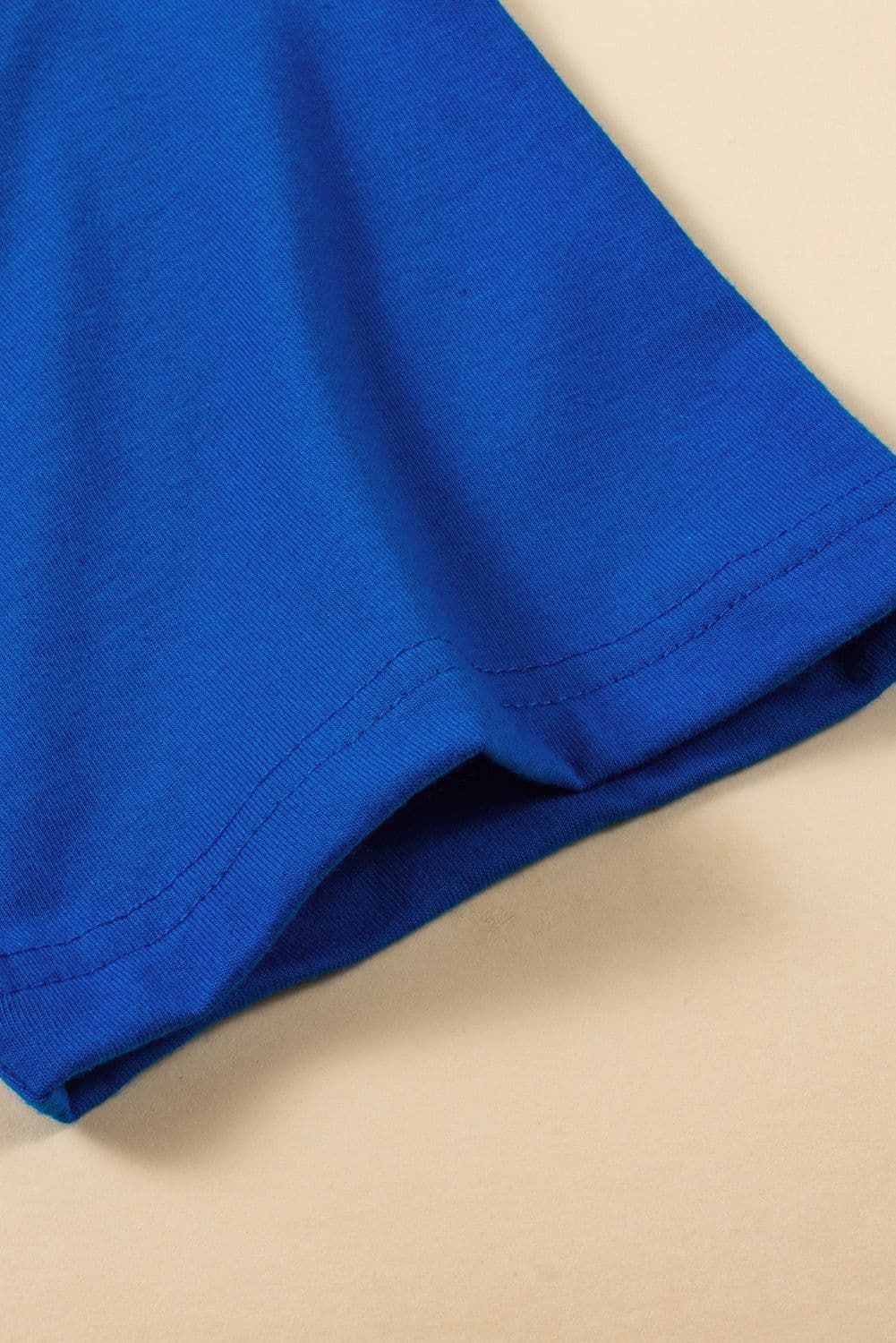 image-Dark Blue Longline Top - Short Sleeve Side Slit