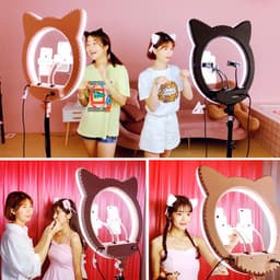 image-20-inch large aperture live ring light, cute cat type net red mobile phone live fill light, beauty selfie light RK45