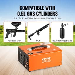 image-VEVOR PCP Air Compressor, 4500PSI/30Mpa Portable PCP Airgun Compressor with External Converter, DC12V, AC115V | Oil & Water-Free | Manual-Stop Air Rifle, Paintball and Scuba Tank Compressor Pump