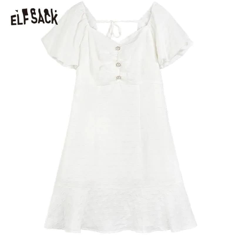 image-Solid Pure Casual Chic Button Party Dresses Women,Spring Backless