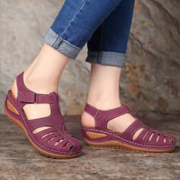 image-2023 cross-border foreign trade supply women's sandals European and American large size hollow wedge sandals women's round toe non-slip women's sandals