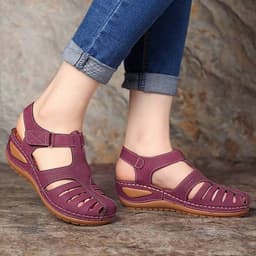 image-2023 cross-border foreign trade supply women's sandals European and American large size hollow wedge sandals women's round toe non-slip women's sandals