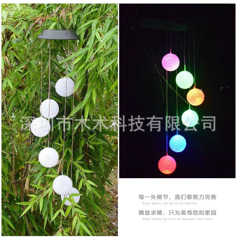 image-led solar wind chime light rice particle ball love star wind chime light solar hummingbird color changing wind chime light