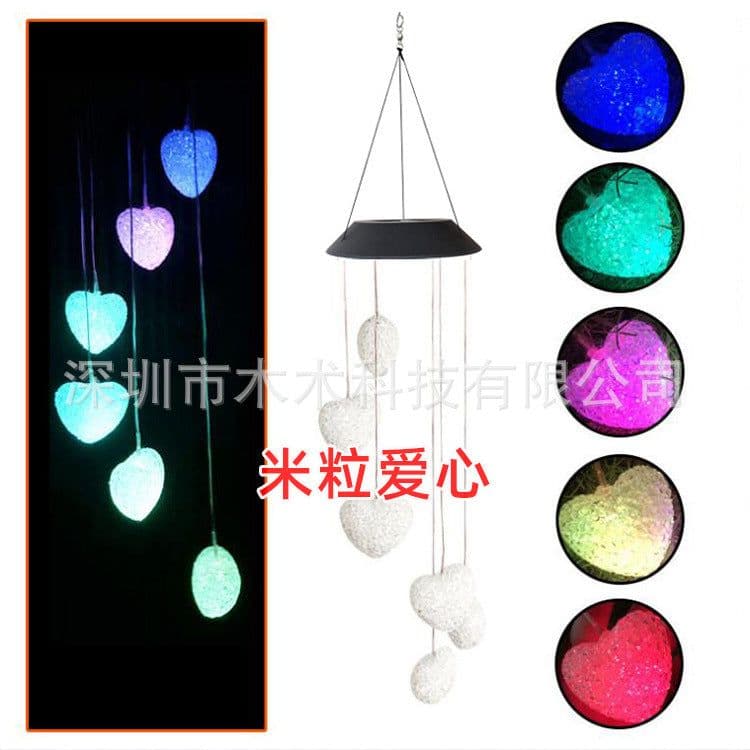 image-led solar wind chime light rice particle ball love star wind chime light solar hummingbird color changing wind chime light