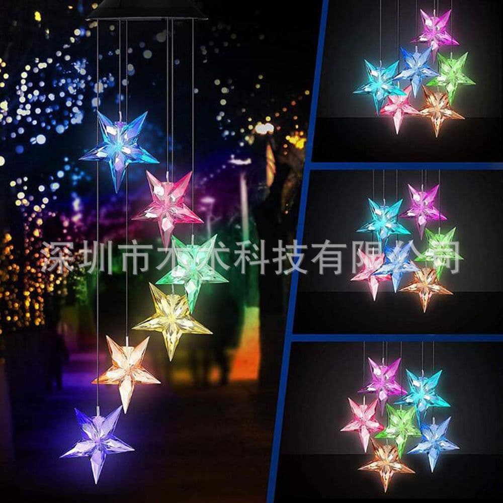 image-led solar wind chime light rice particle ball love star wind chime light solar hummingbird color changing wind chime light