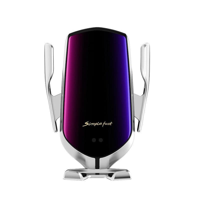 image-New smart infrared induction electroplating car wireless charger Magic clip R1 automatic car holder wireless charger