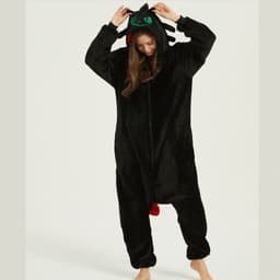 image-How to Train Your Dragon Anime Animal Pajamas Flannel Cartoon One-piece Pajamas Couple Home Clothes Performance Clothes Adults