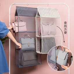 image-Bag three-dimensional storage hanging bag fabric dust-proof storage hanging bag wardrobe hanging multi-layer hanging bag household storage artifact