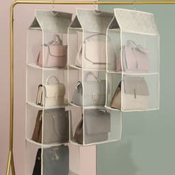 image-Bag three-dimensional storage hanging bag fabric dust-proof storage hanging bag wardrobe hanging multi-layer hanging bag household storage artifact