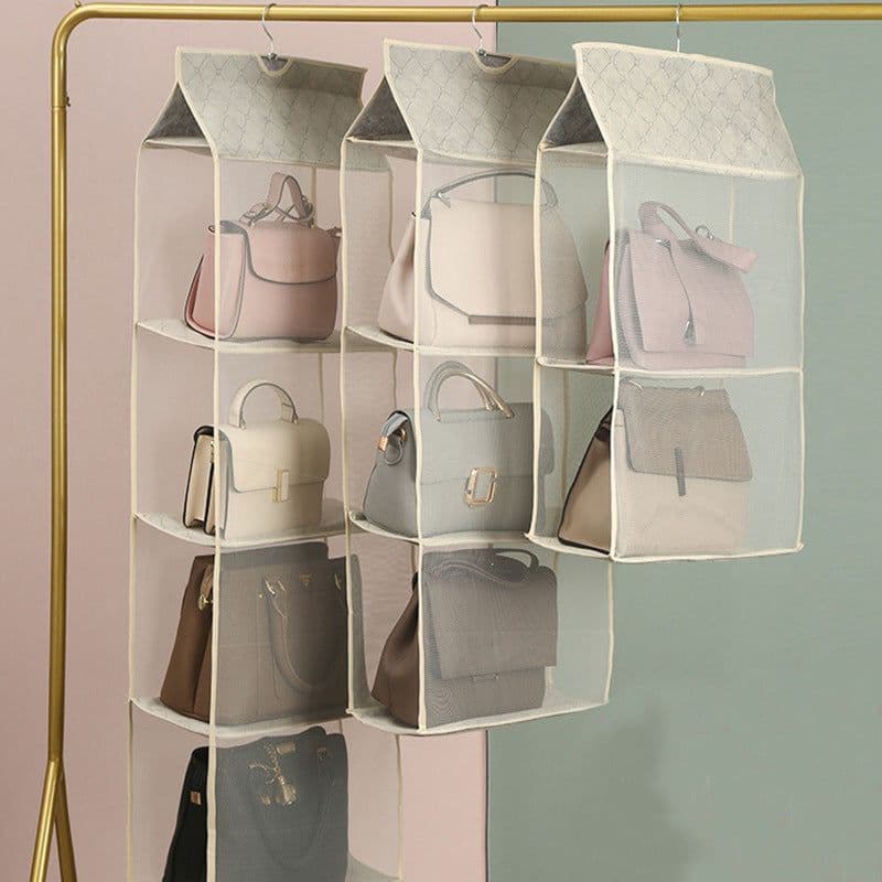 image-Bag three-dimensional storage hanging bag fabric dust-proof storage hanging bag wardrobe hanging multi-layer hanging bag household storage artifact