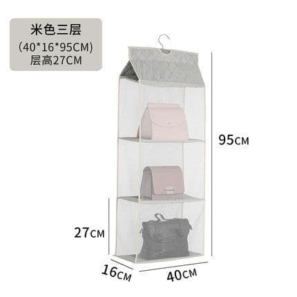 image-Bag three-dimensional storage hanging bag fabric dust-proof storage hanging bag wardrobe hanging multi-layer hanging bag household storage artifact
