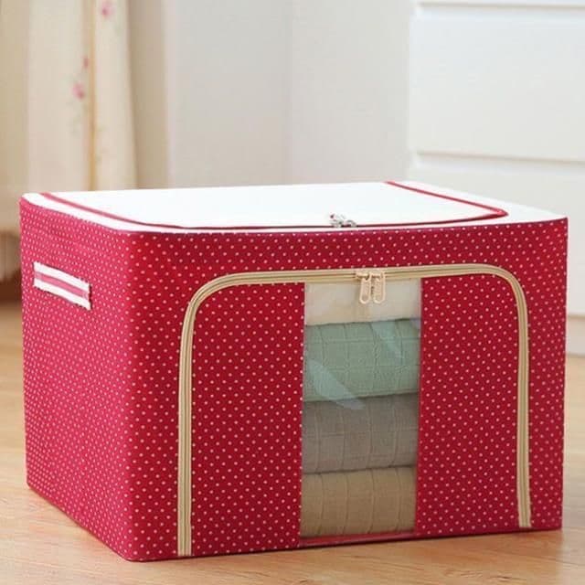 image-Large storage box for clothes Oxford cloth spinning cotton quilt bag Fabric storage box Covered folding closet storage box