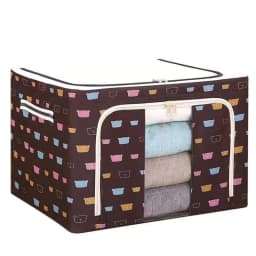 image-Large storage box for clothes Oxford cloth spinning cotton quilt bag Fabric storage box Covered folding closet storage box