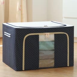image-Large storage box for clothes Oxford cloth spinning cotton quilt bag Fabric storage box Covered folding closet storage box