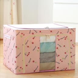 image-Large storage box for clothes Oxford cloth spinning cotton quilt bag Fabric storage box Covered folding closet storage box