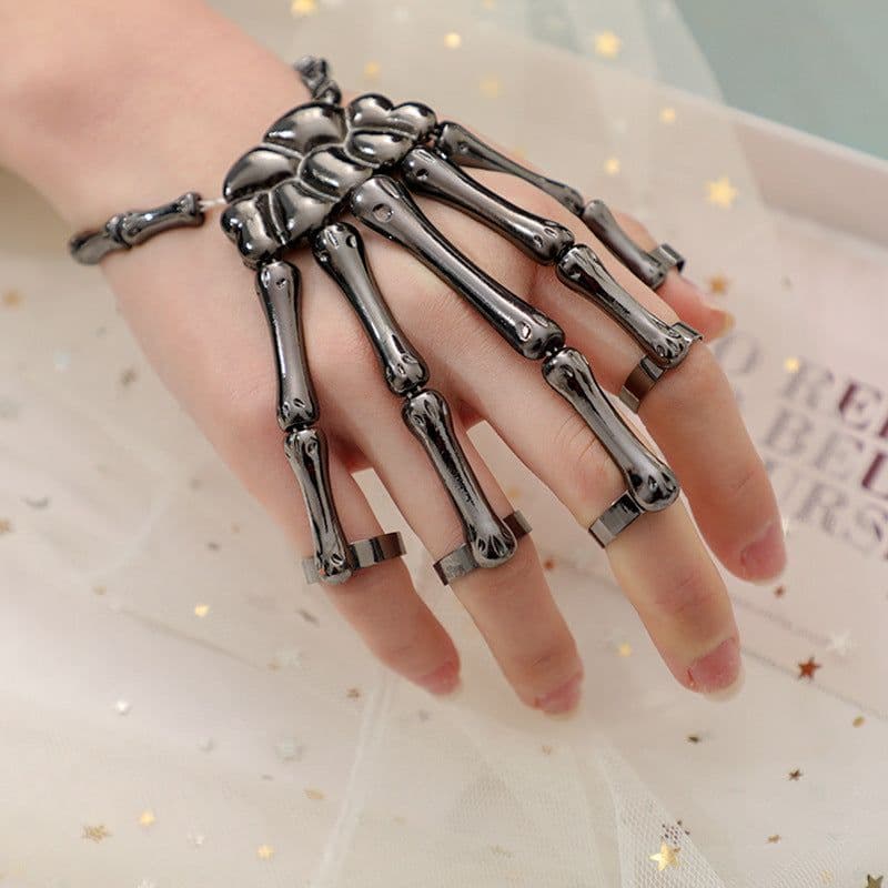 image-Halloween jewelry skull skeleton ghost claw finger bracelet masquerade finger ring bracelet accessories
