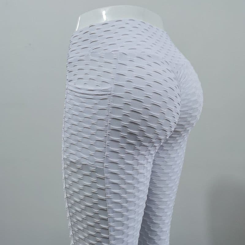 image-Yi Duocai cross-border fashion pocket bubble yoga pants women high stretch sweat-absorbent leggings women