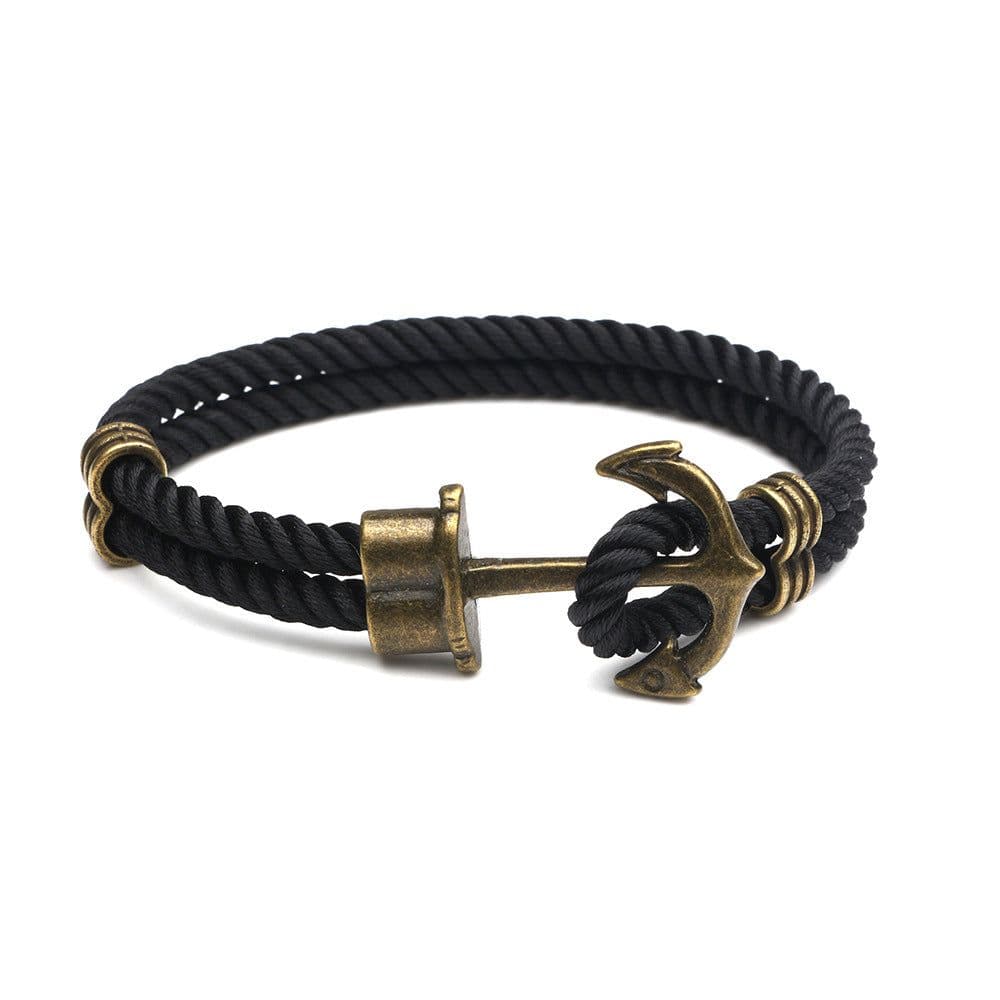 image-Navy anchor bracelet European and American street fashion handmade original men and women couple hand rope trend men's personality jewelry