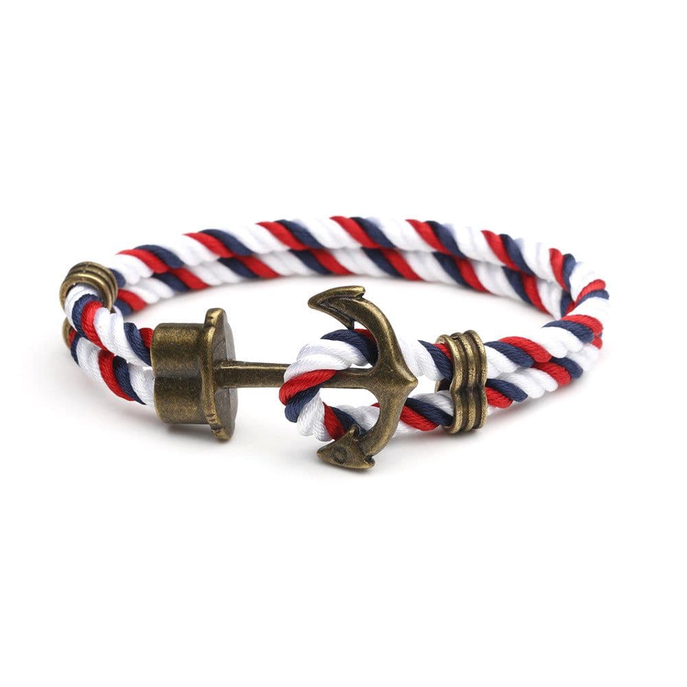 image-Navy anchor bracelet European and American street fashion handmade original men and women couple hand rope trend men's personality jewelry