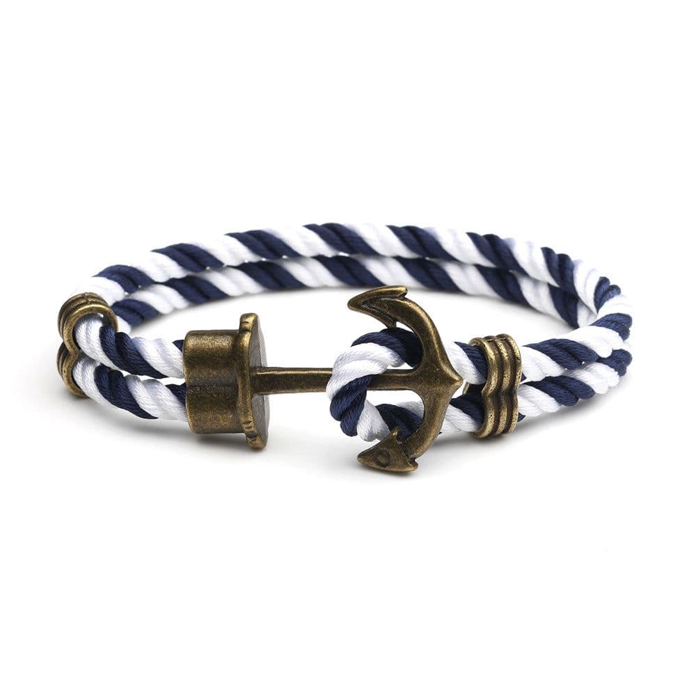 image-Navy anchor bracelet European and American street fashion handmade original men and women couple hand rope trend men's personality jewelry